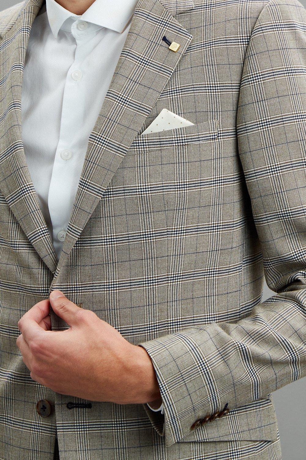 neutral navy check suit