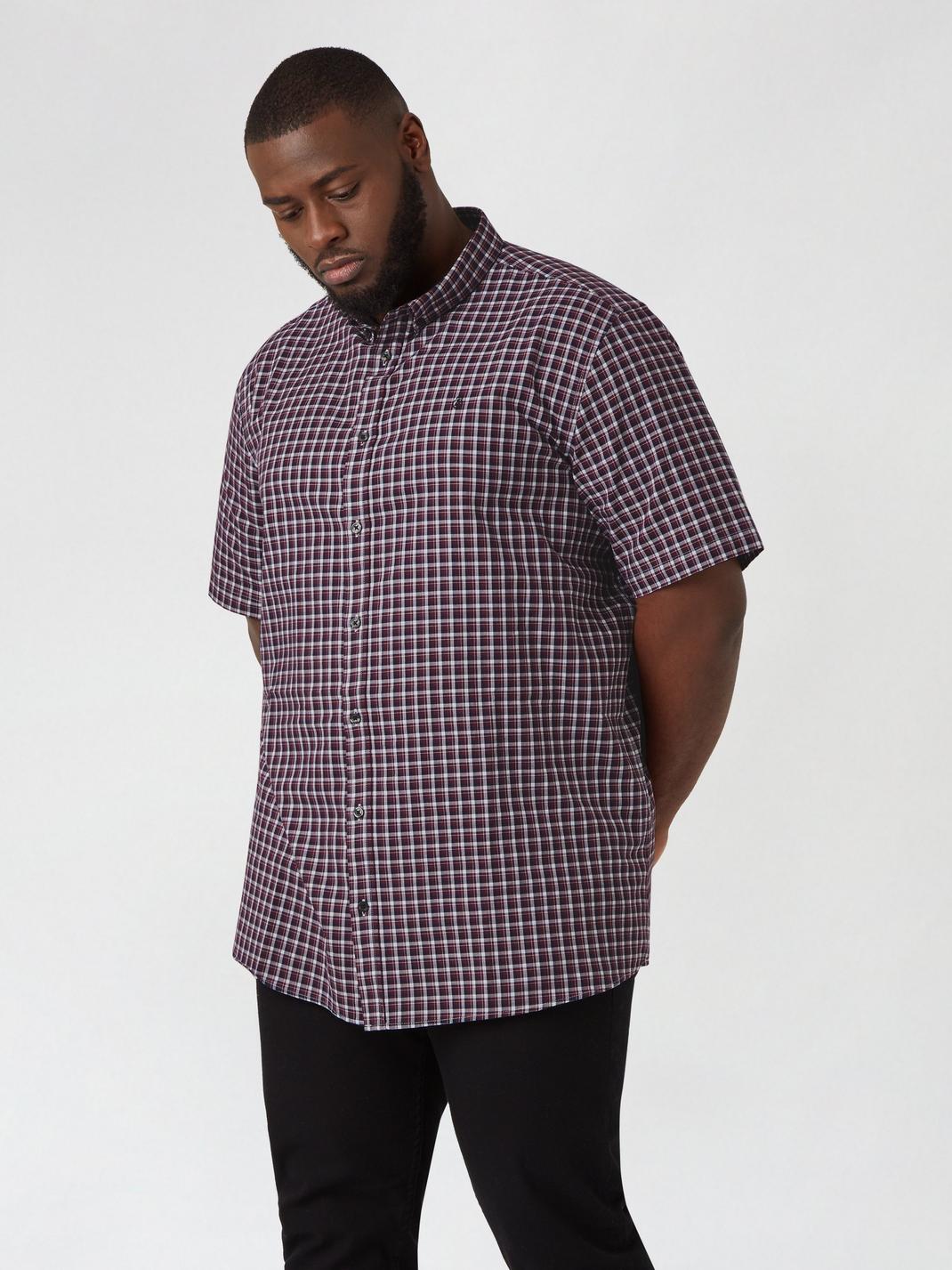 294 Plus and Tall Burgundy Check Shirt image number 2
