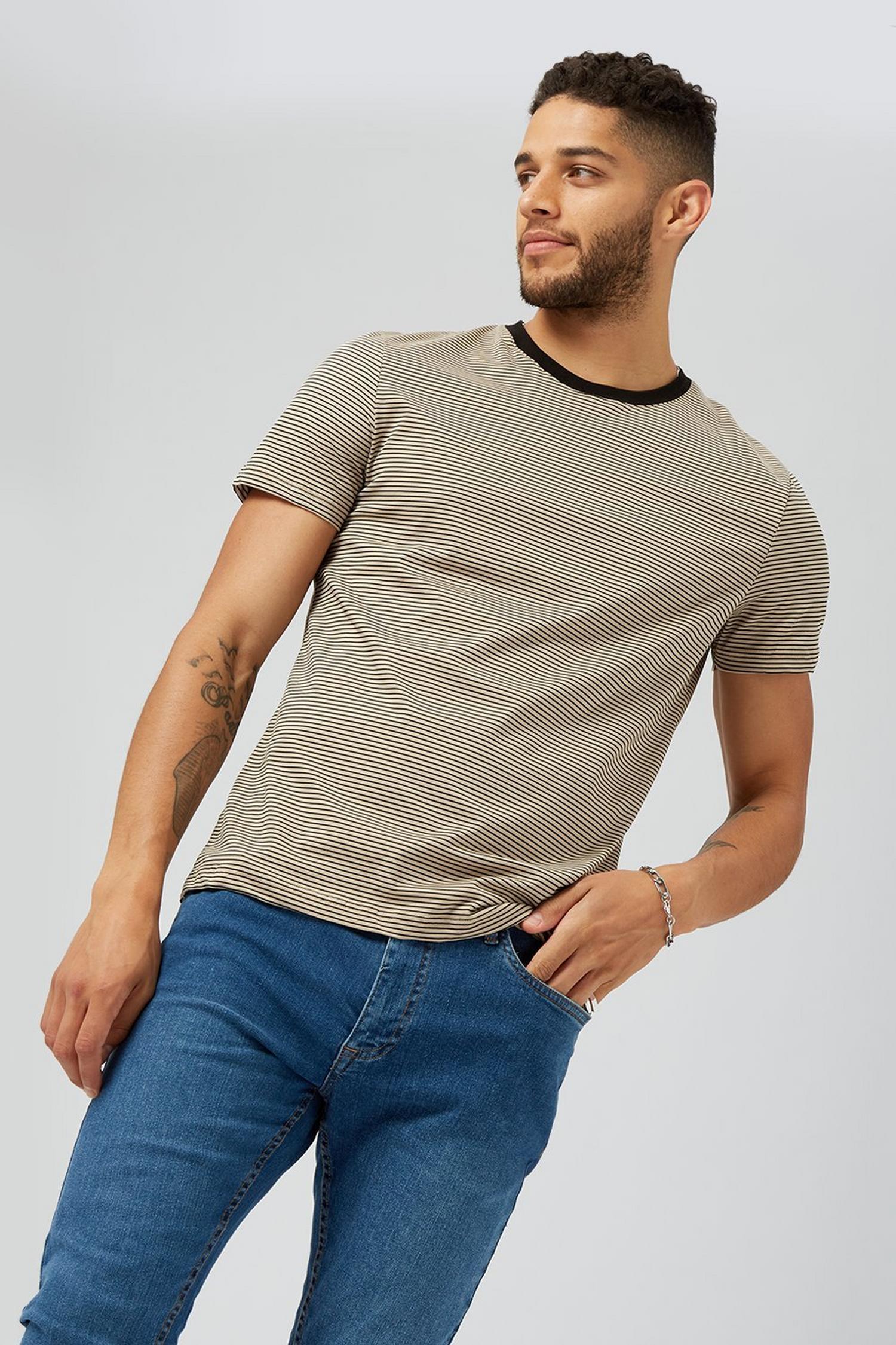 Brown Horizontal Stripe T-shirt | Burton UK