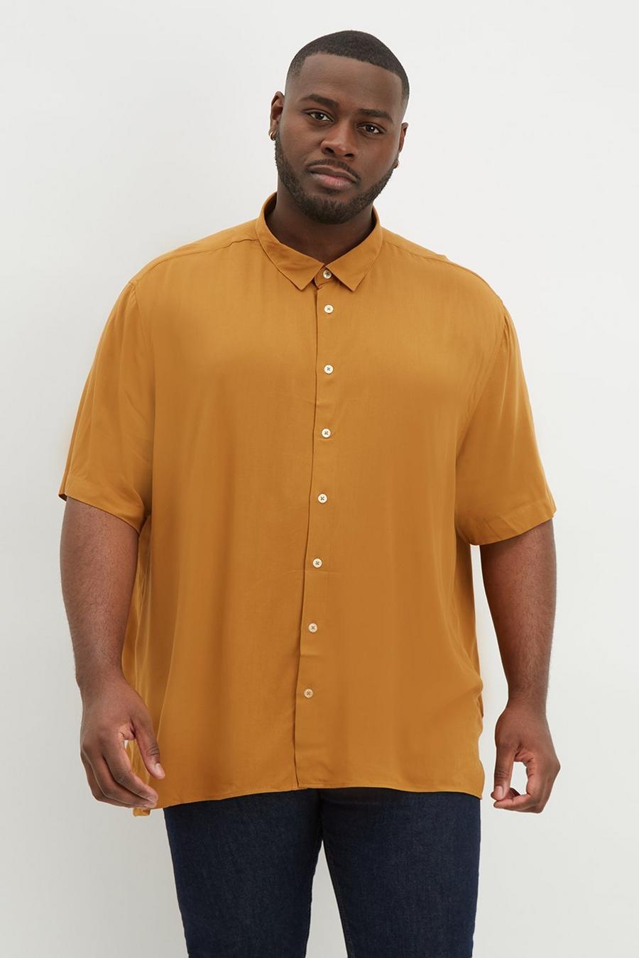 Plus and Tall Tan Boxy Fit Shirt