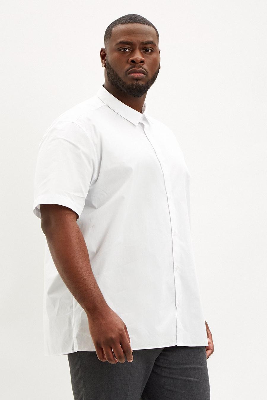 Plus and Tall White Boxy Fit Poplin Shirt