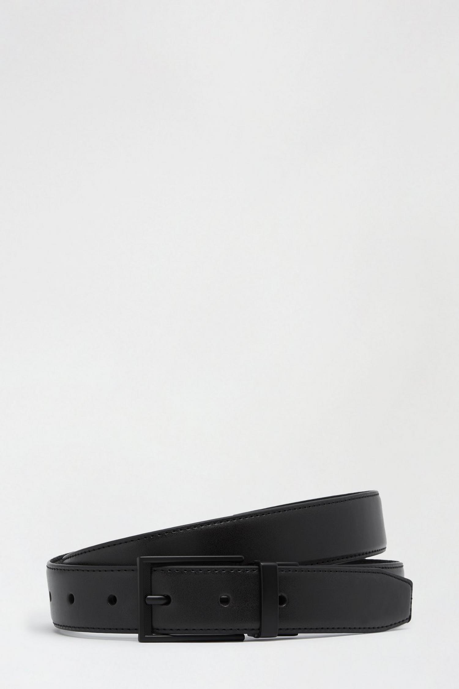 Black Textured Buckle Reversible Belt | Burton UK