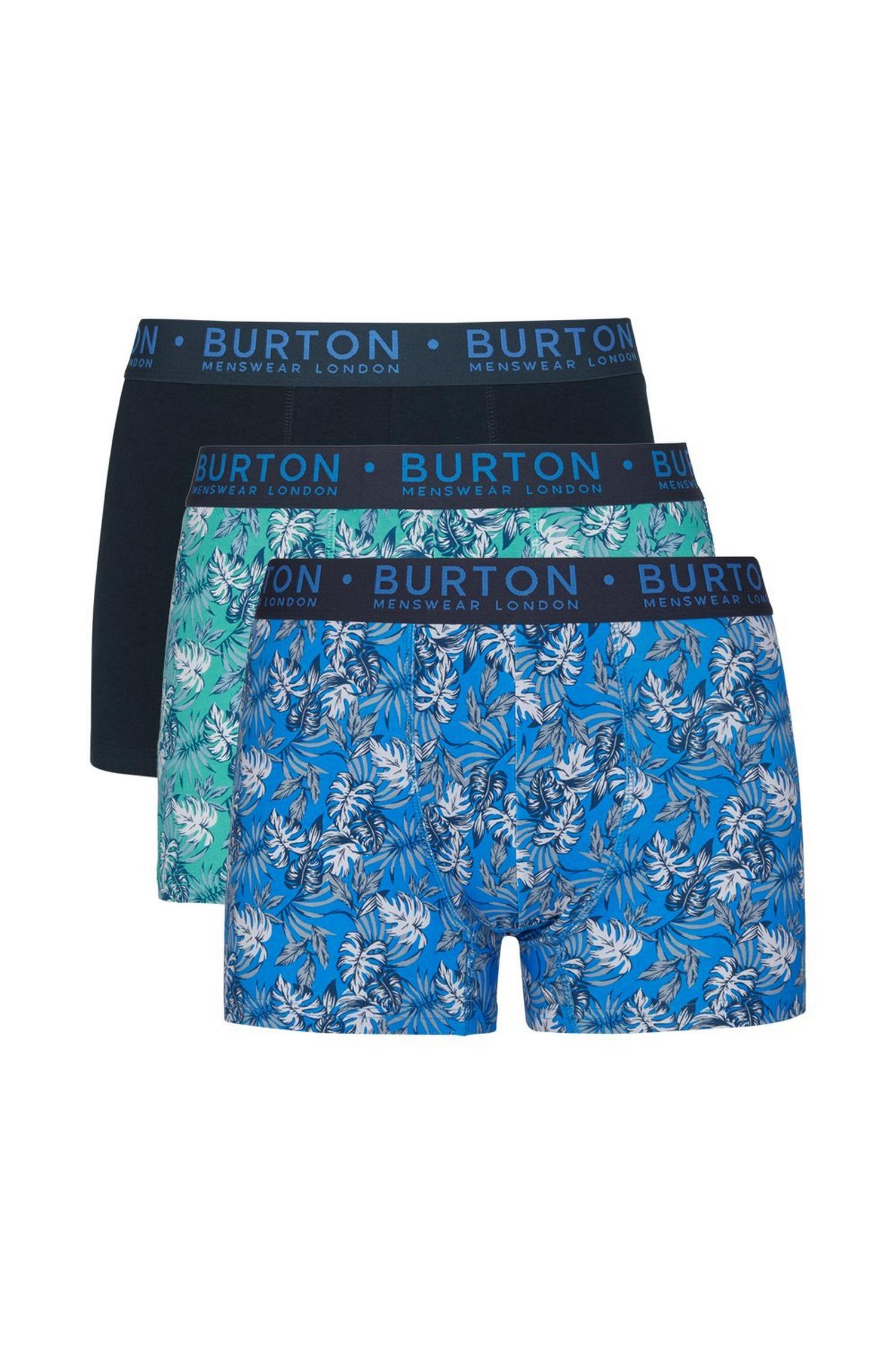 3 Pack Printed Cotton Trunks | Burton UK