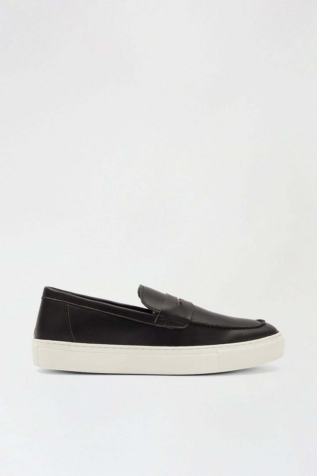 105 Black Slip On Shoes With Band Detail image number 1