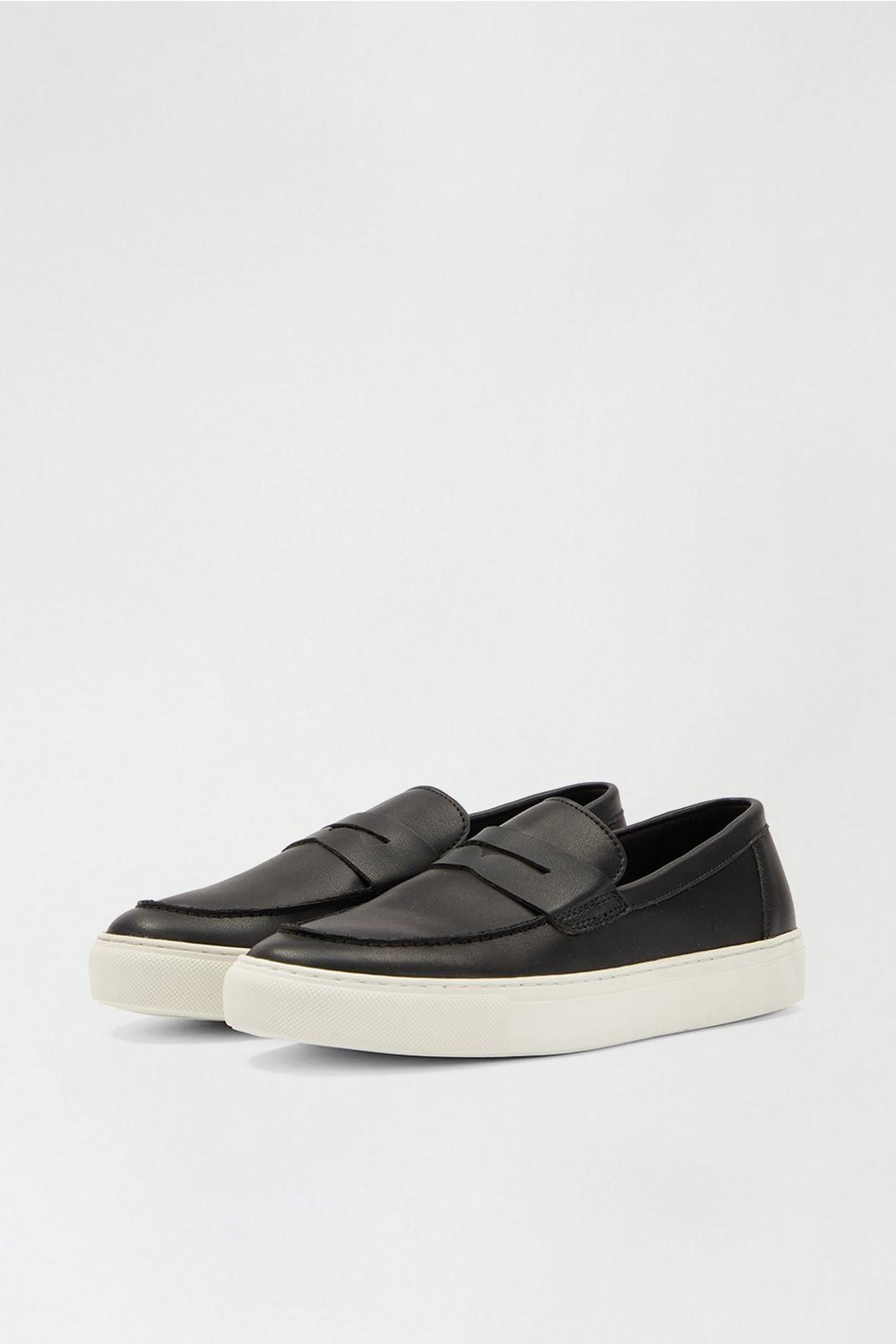 105 Black Slip On Shoes With Band Detail image number 2