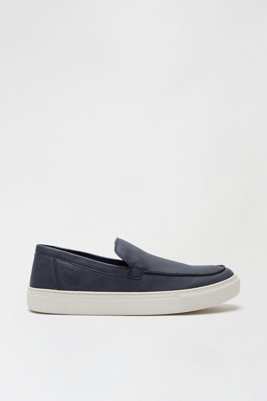 Suede Look Slip On Shoes With Band