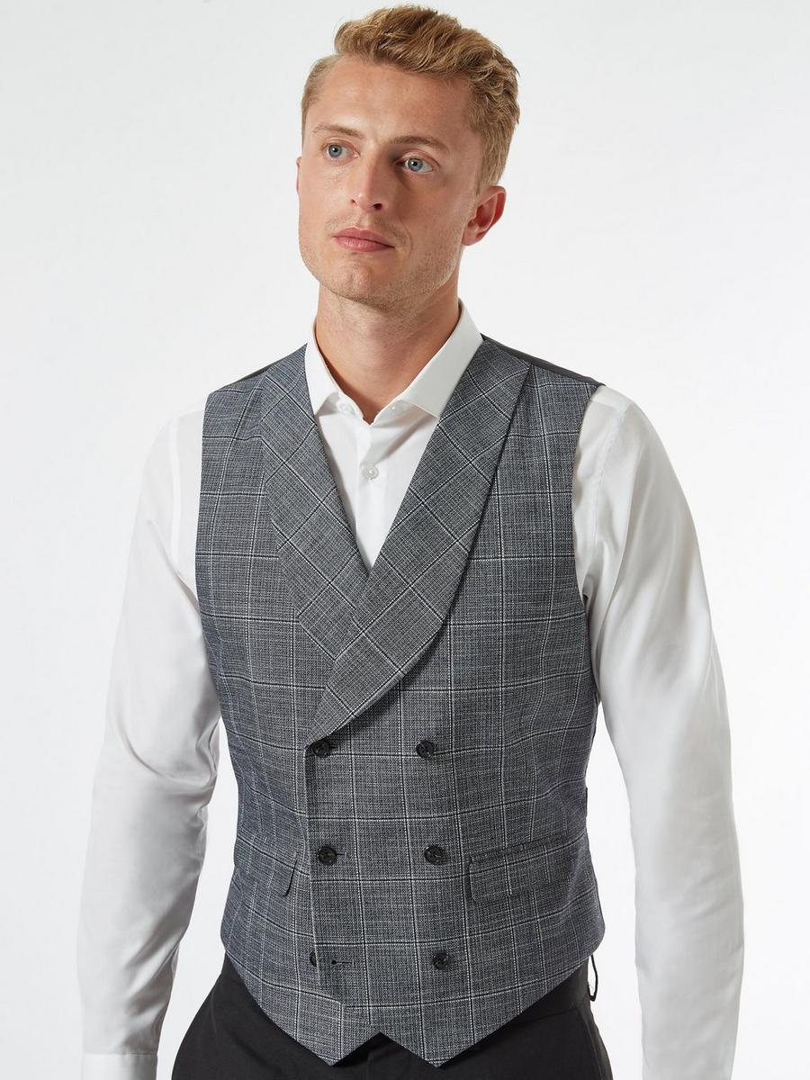 Grey Linen Check Waistcoat