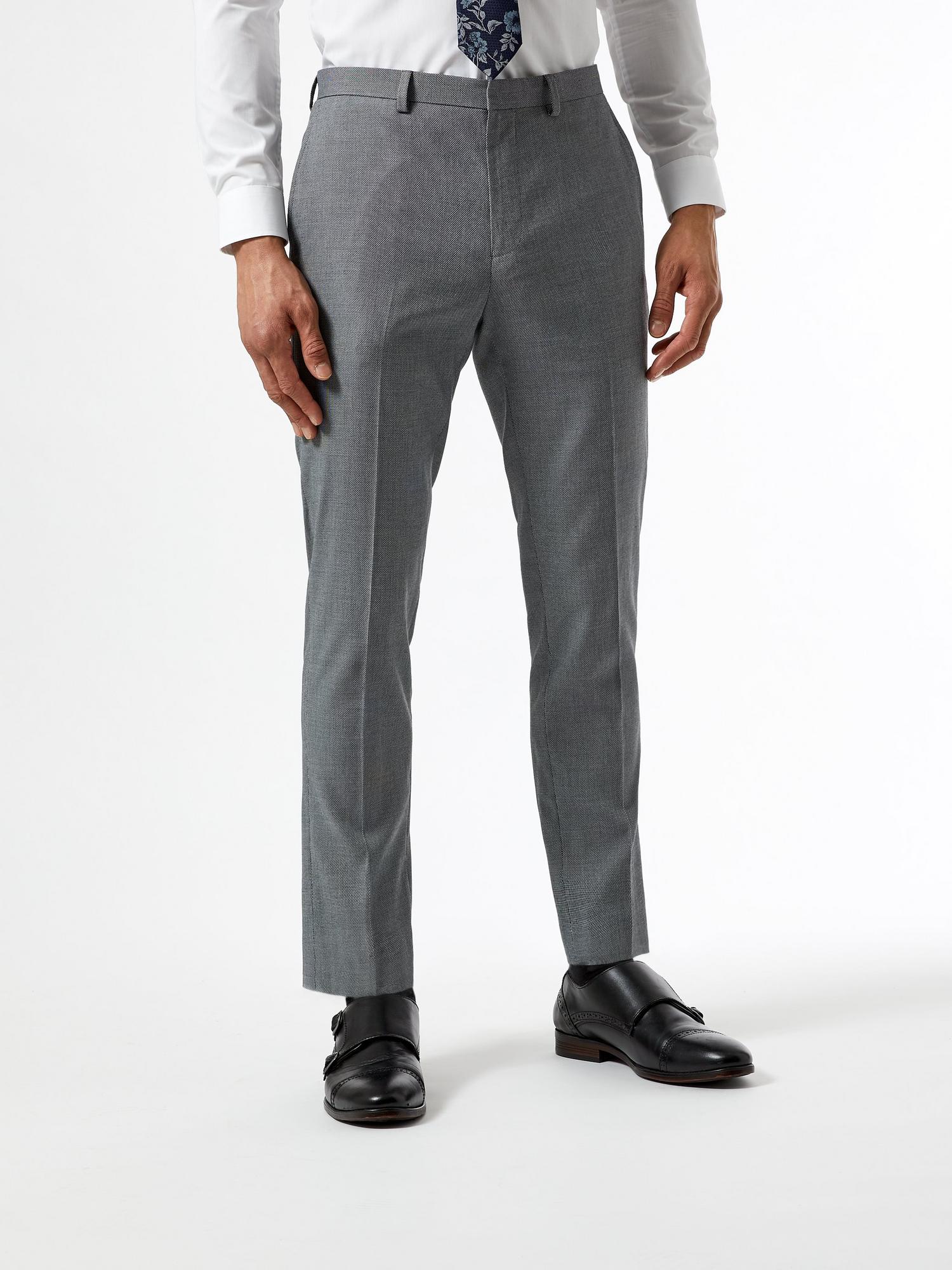 Grey Micro Texture Skinny Fit Suit Trousers | Burton UK