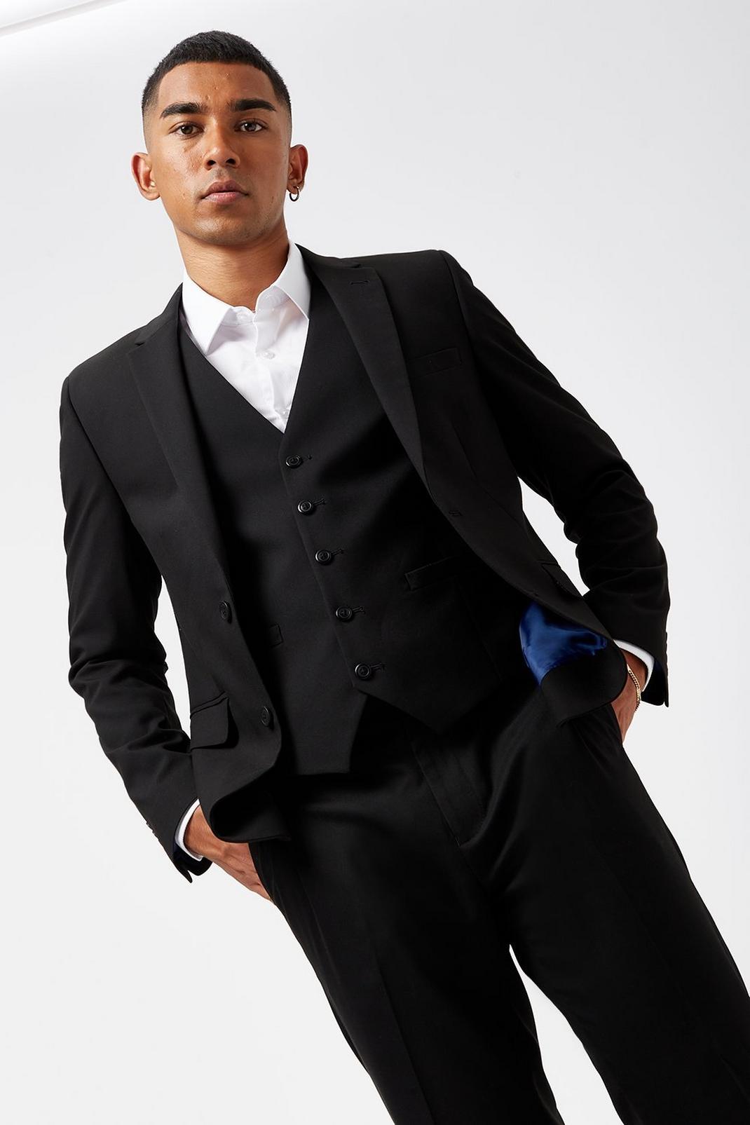 105 Black Essential Skinny Fit Suit Jacket image number 2