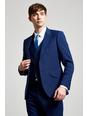 106 Blue Texture Slub Slim Fit Suit Jacket