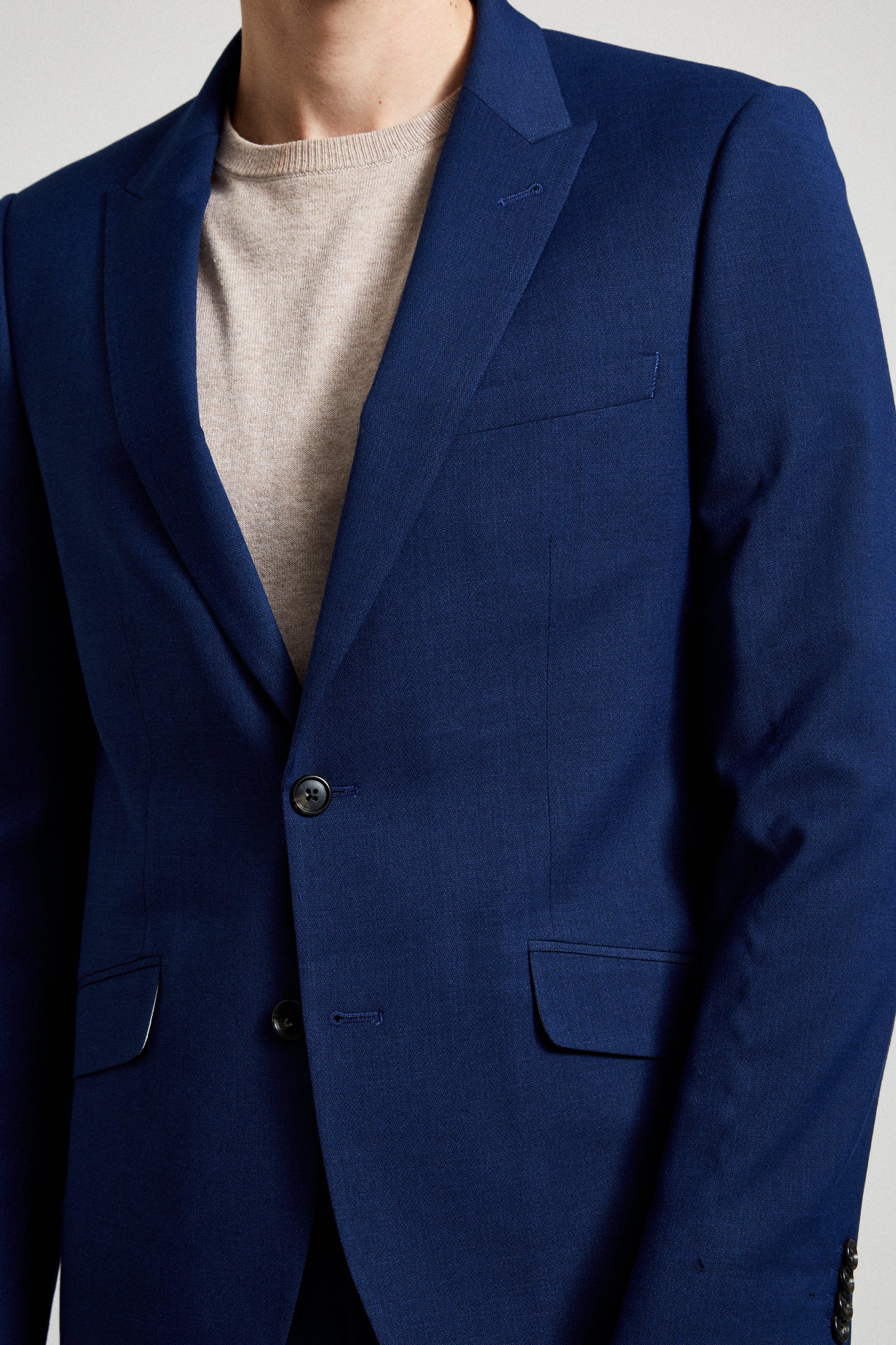 Blue Texture Slub Slim Fit Three-Piece Suit