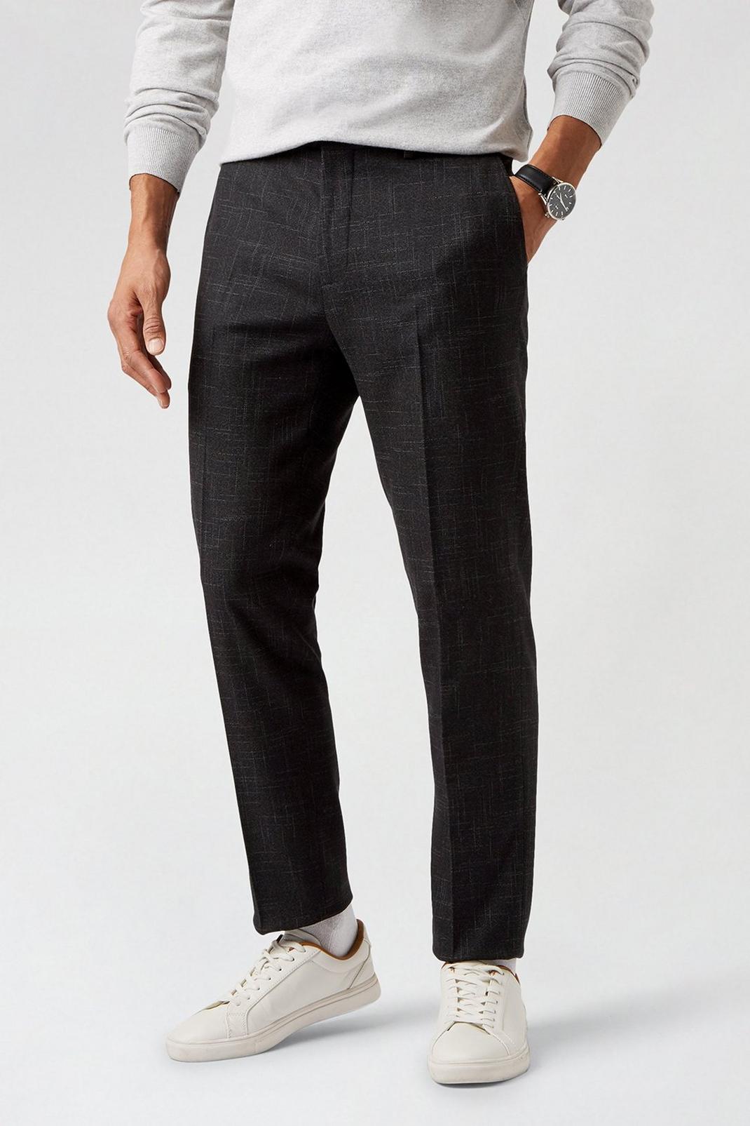 105 Black Scratch Slim Fit Suit Trousers image number 1