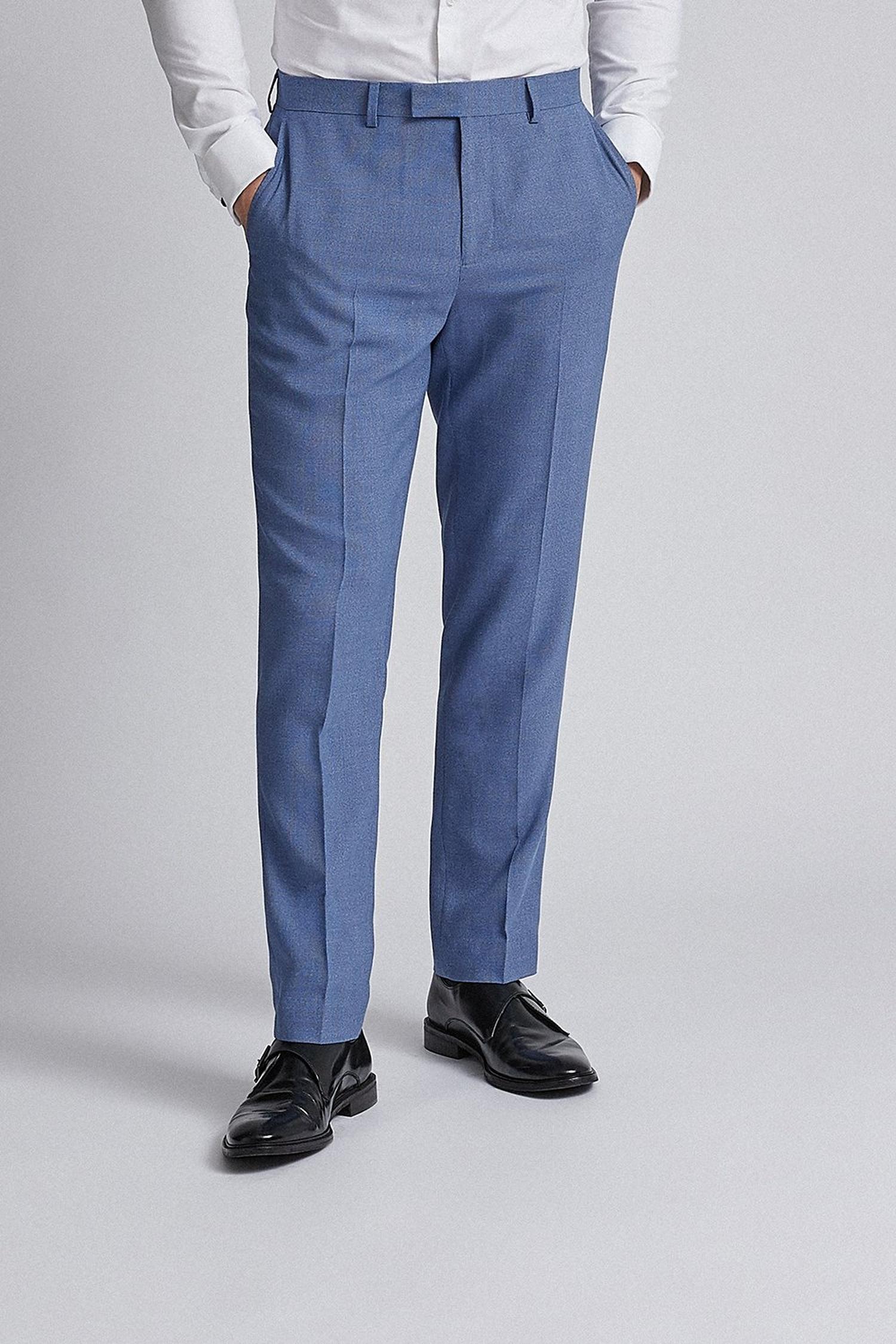 Light Blue Microweave Slim Fit Suit Trousers | Burton UK