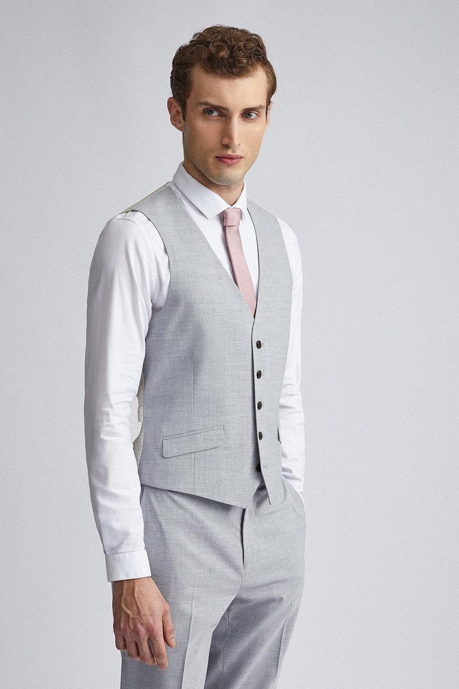 Grey Slim Fit Suit Waistcoat