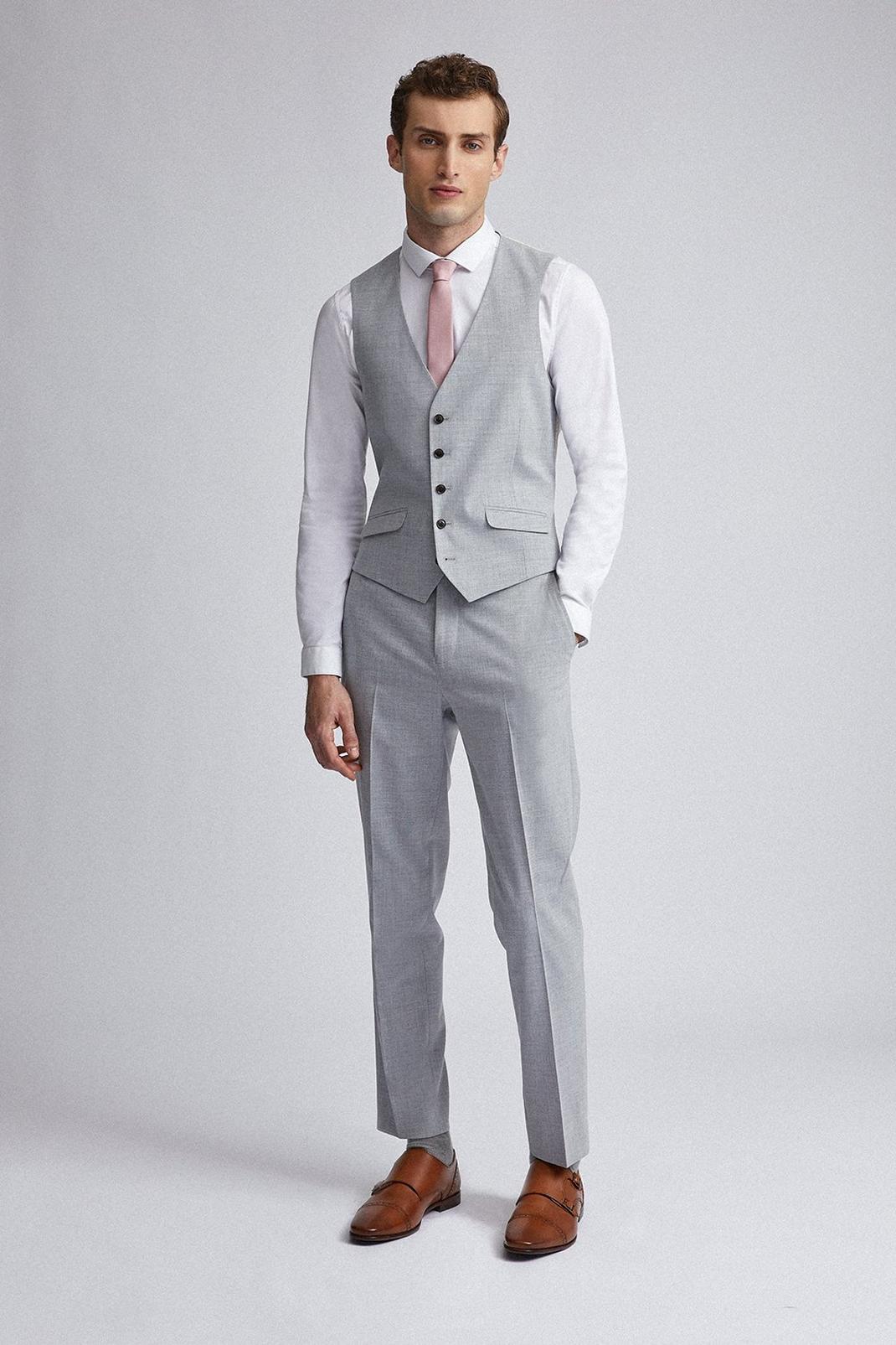 131 Grey Slim Fit Suit Waistcoat image number 2