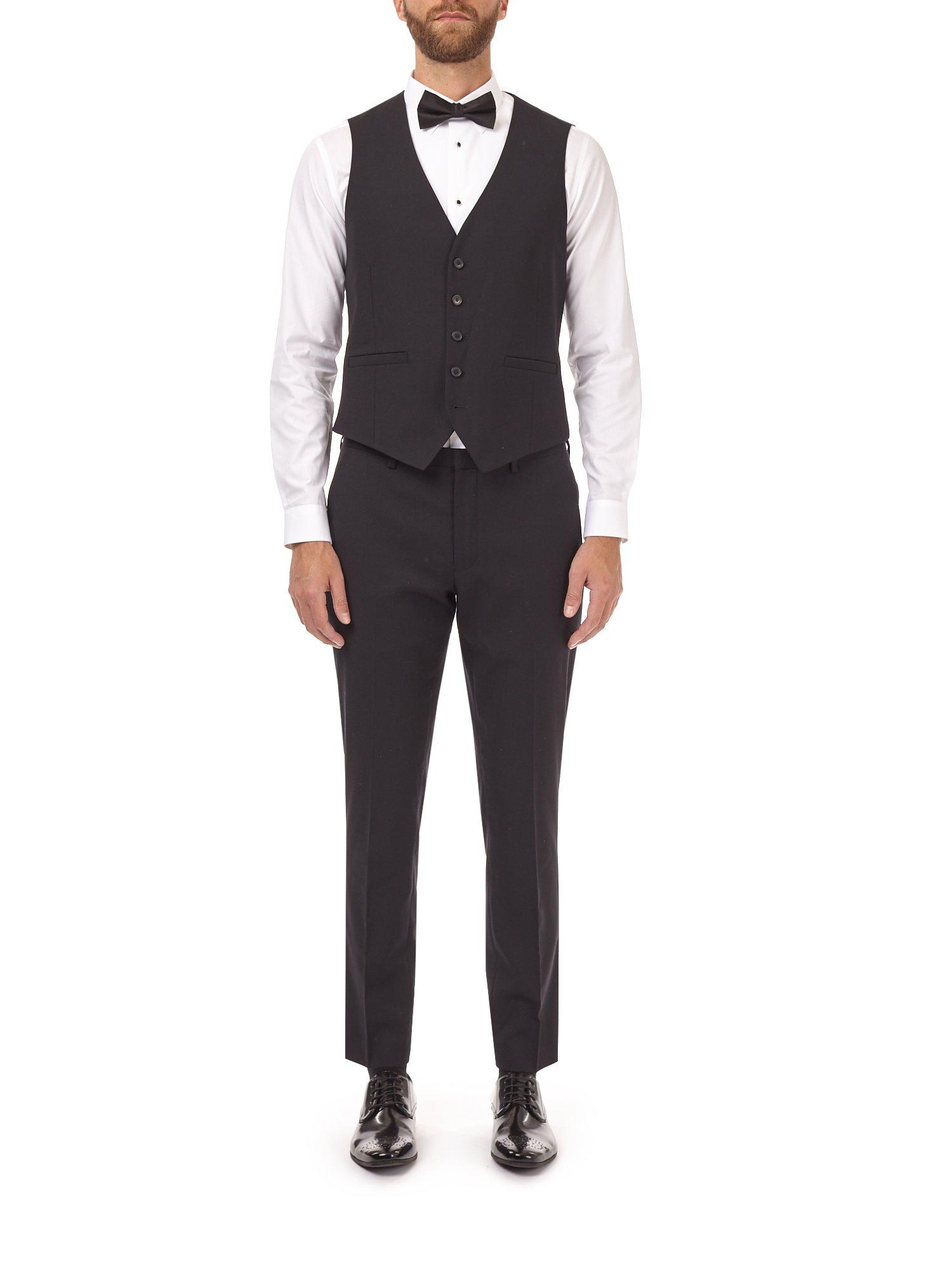 Black Stretch Skinny Fit Tuxedo Waistcoat | Burton UK