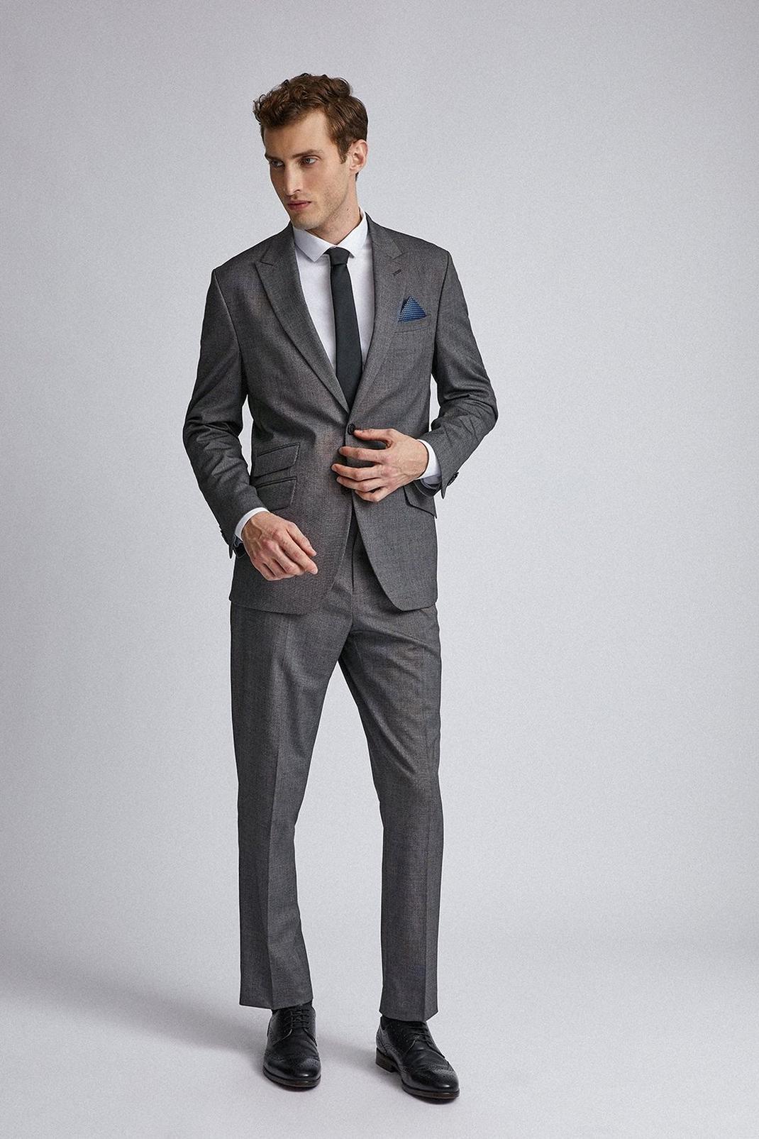 131 Charcoal End on End Tailored Fit Suit Jacket image number 2