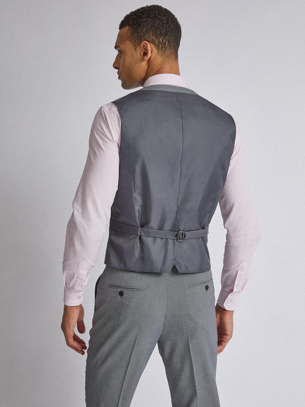 131 Grey Micro Texture Tailored Fit Suit Waistcoat image number 2