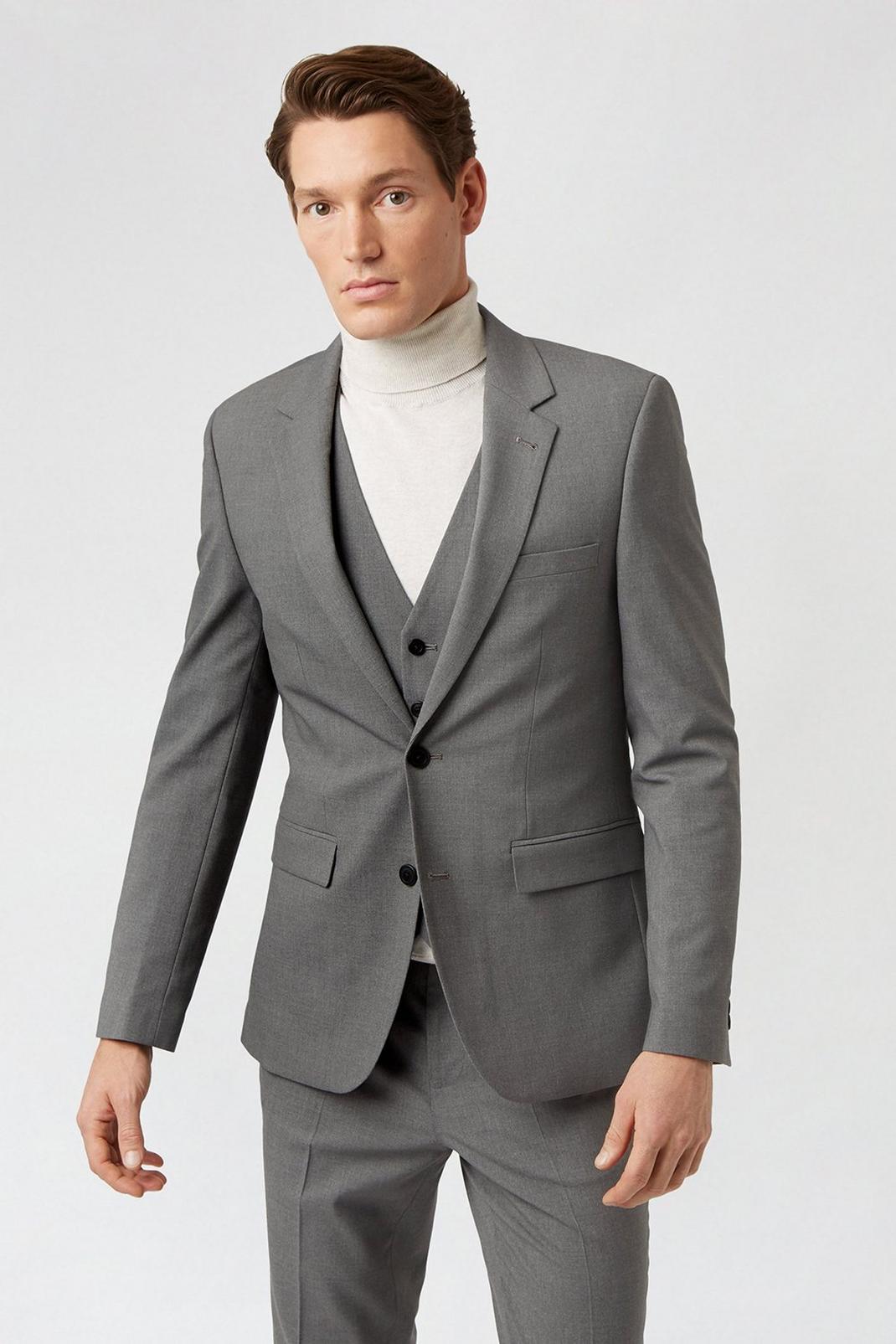 Light Grey Essential Eco Slim Fit Three-Piece Suit image number 2