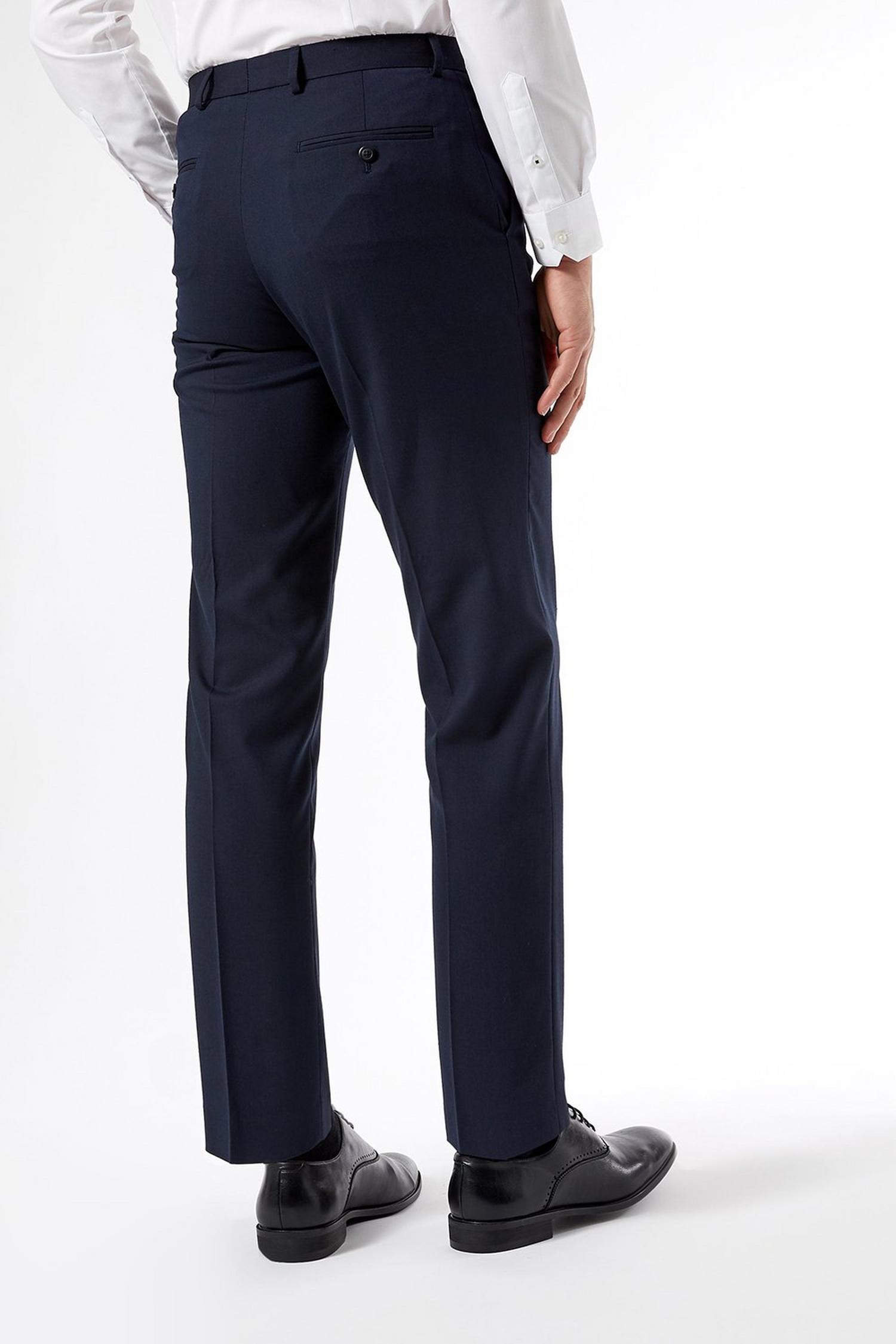 Tailored Fit Stretch Navy Trousers | Burton UK