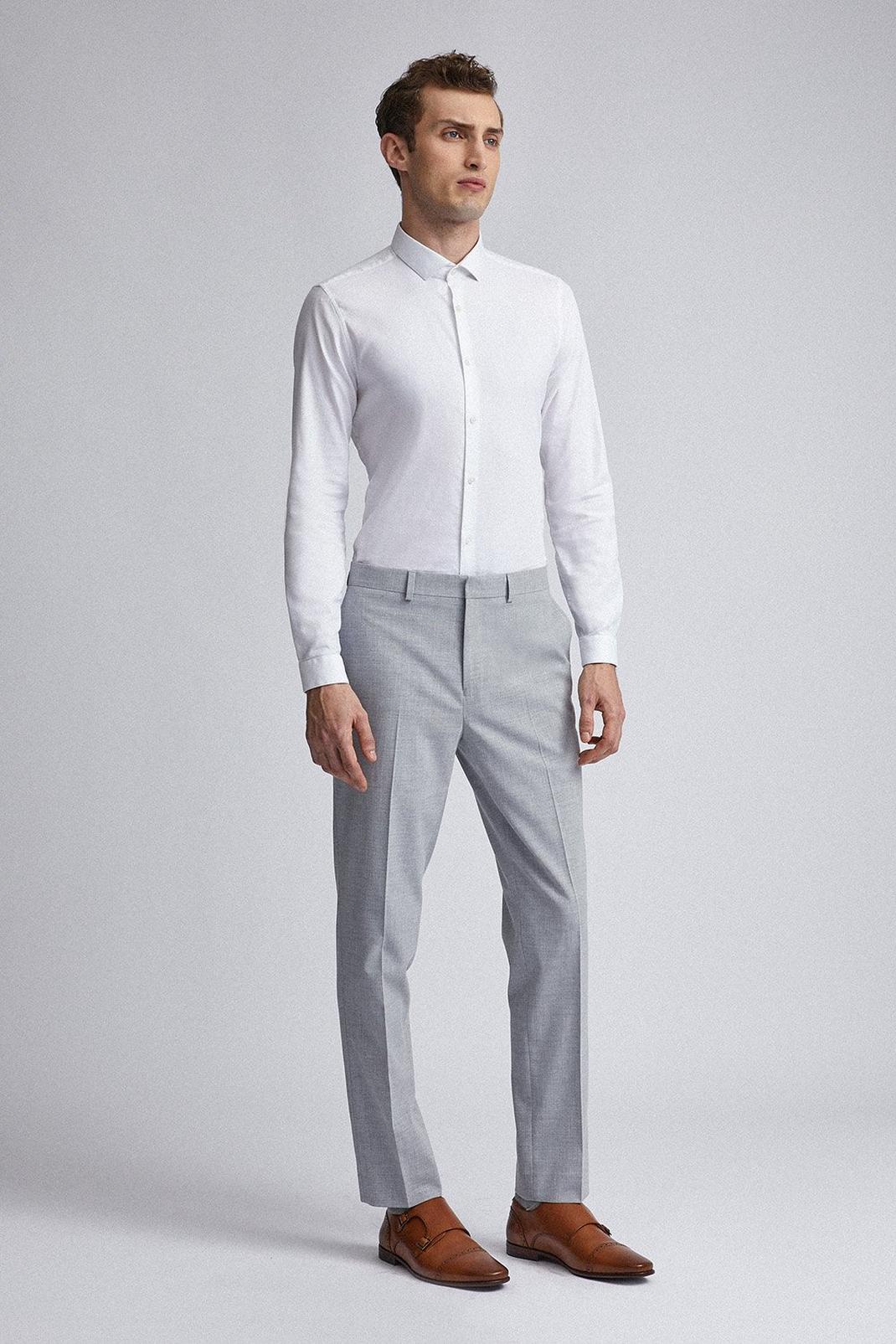 131 Grey Slim Fit Suit Trousers image number 2
