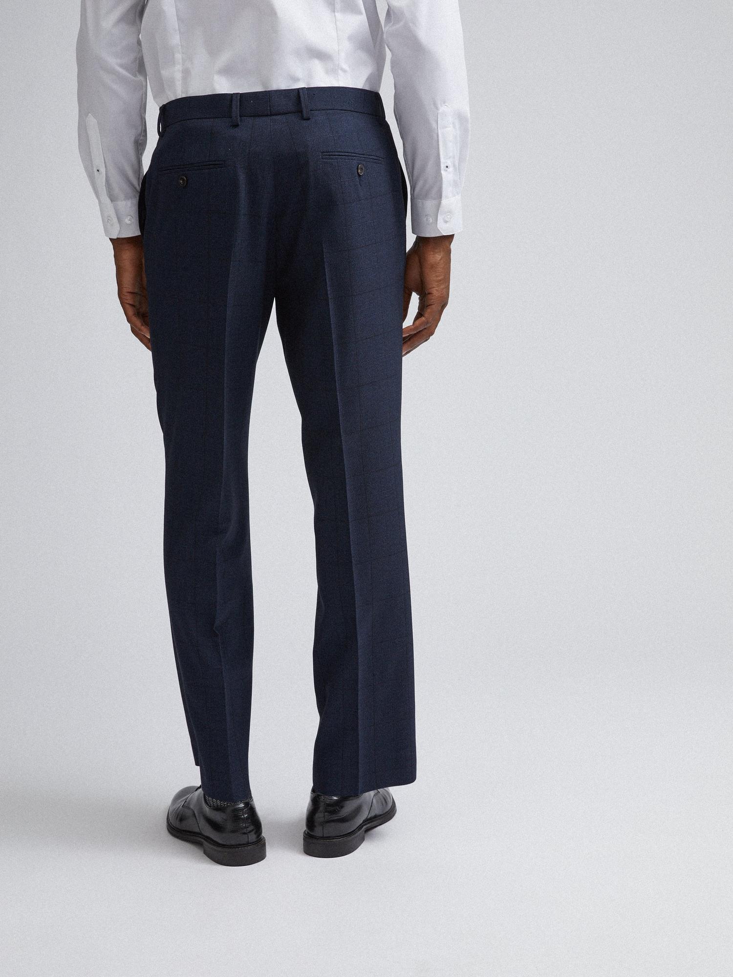 Navy Jaspe Check Tailored Fit Suit Trousers | Burton UK