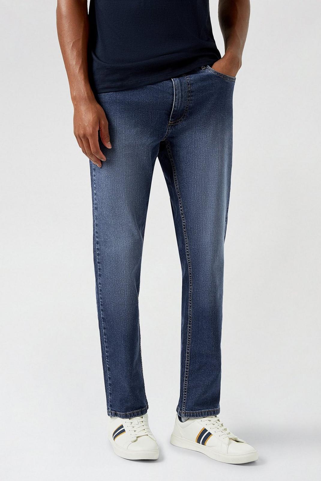 340 Blue Slim Fit Mid Wash Jeans image number 1