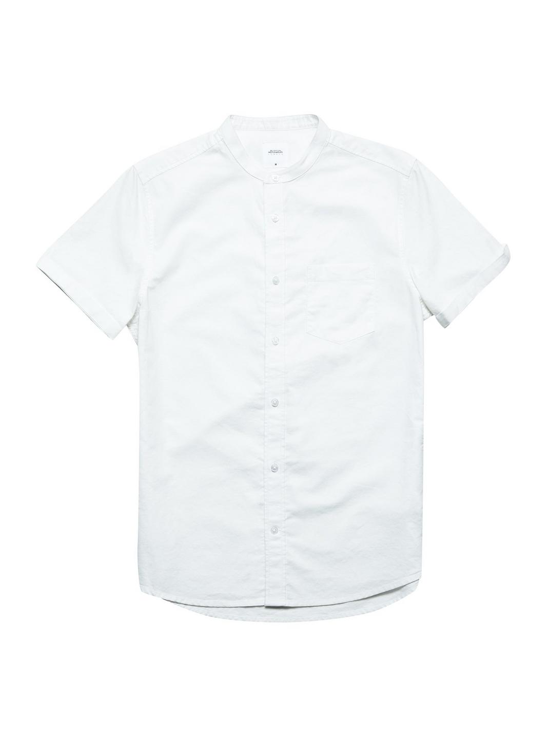 173 White Grandad Collar Oxford Shirt image number 2