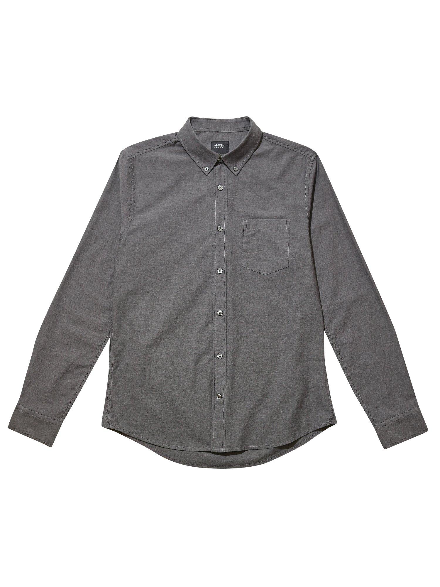 Charcoal Long Sleeve Oxford Shirt | Burton UK