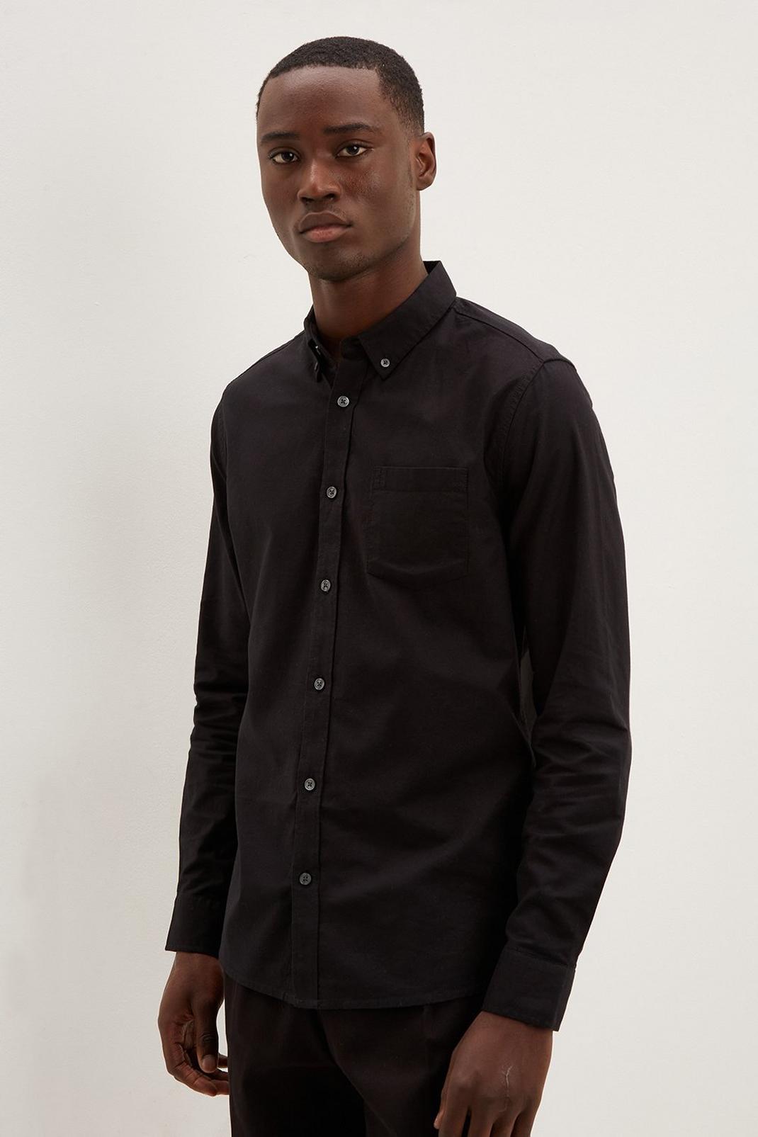 Black Long Sleeve Oxford Shirt image number 1