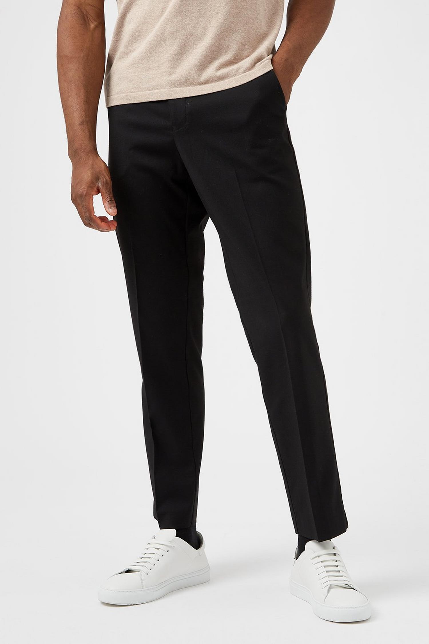 Black Tailored Fit Stretch Trousers | Burton EU