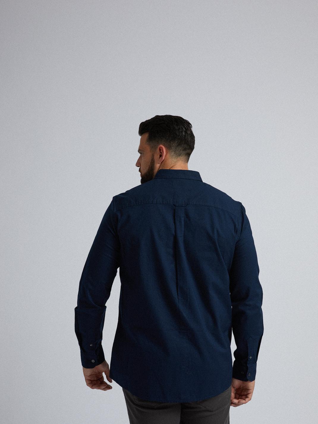 148 Plus and Tall Navy Long Sleeve Oxford Shirt image number 2