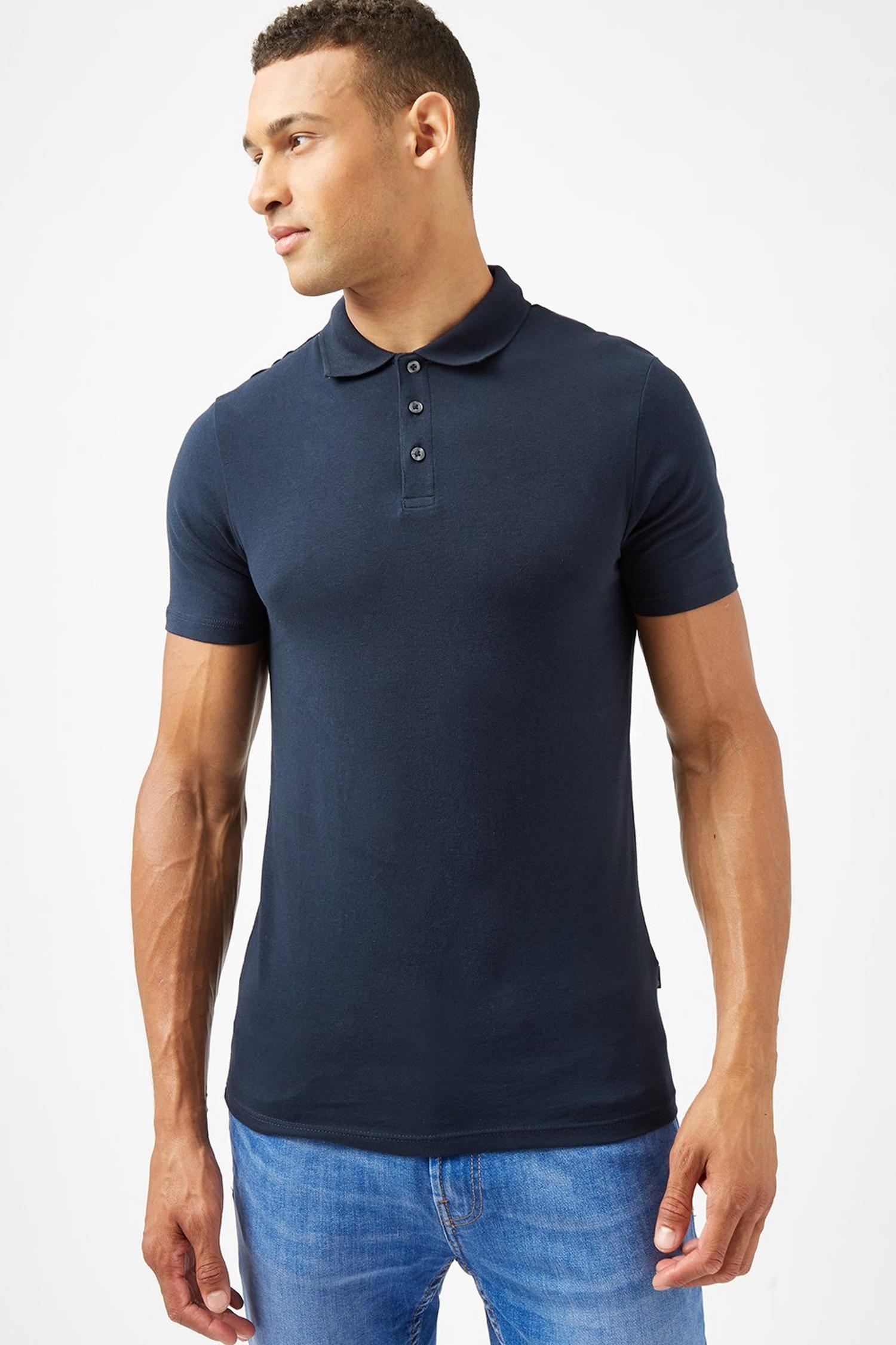 2 Pack White and Navy Muscle Fit Polo | Burton UK