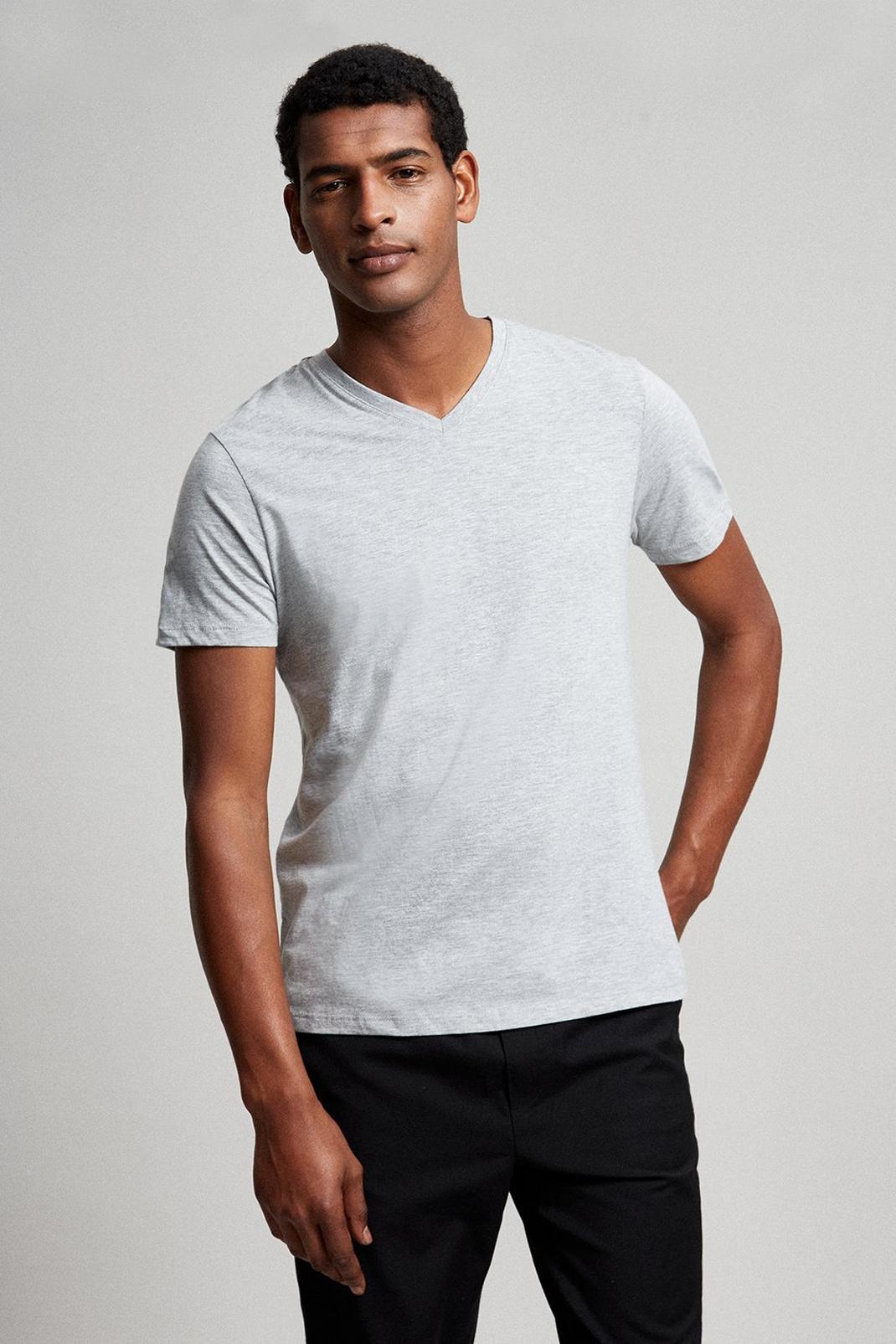 508 Grey Marl V Neck T Shirt image number 1