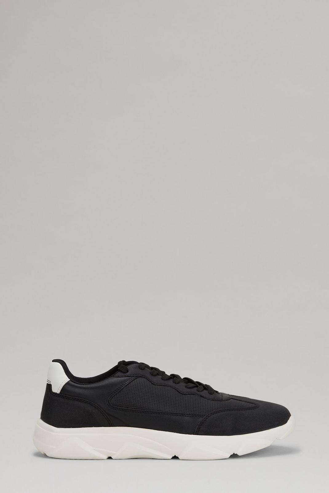 Black Chunky Trainers With Mesh Detail image number 1