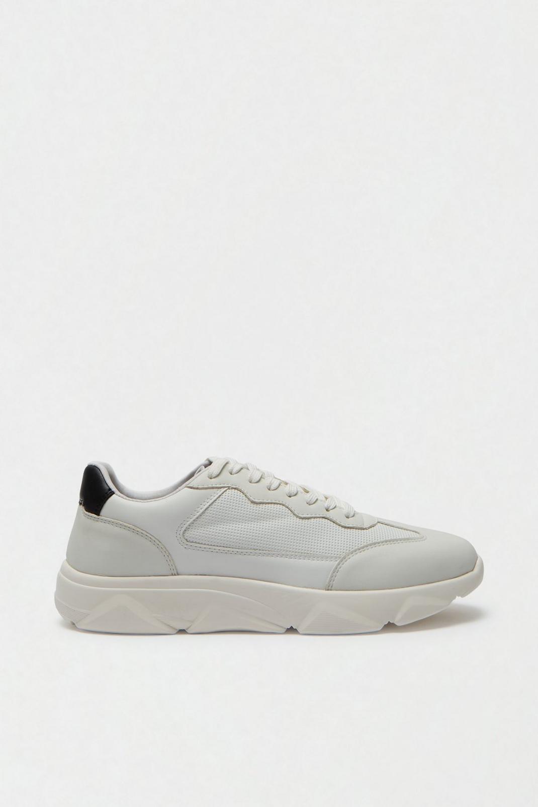 White Chunky Trainers With Mesh Detail image number 1