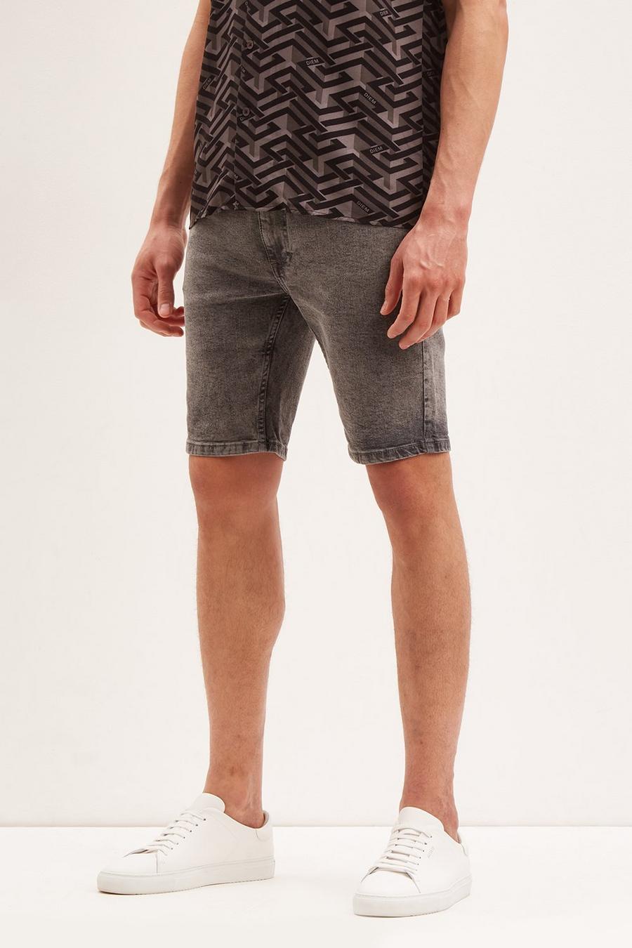 Skinny Dusty Grey Denim Shorts