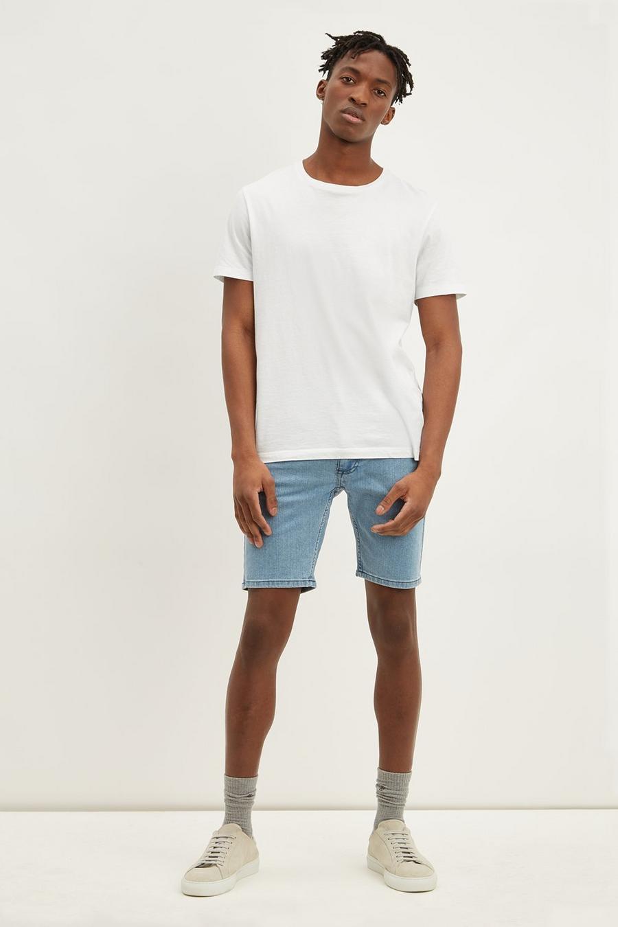 Skinny Light Blue Denim Shorts