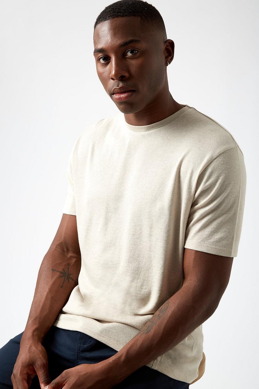 Stone Cotton Blend Seam Knitted Tee