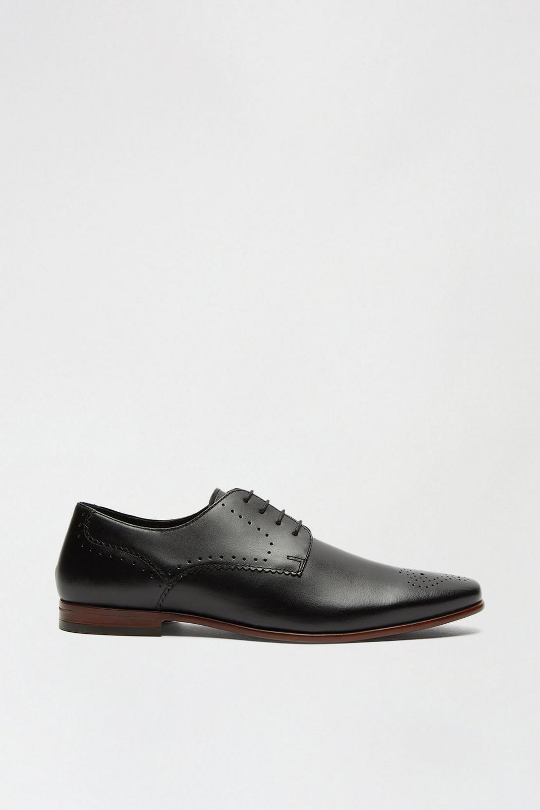 Black Leather Shoes with Brogue Detail image number 1
