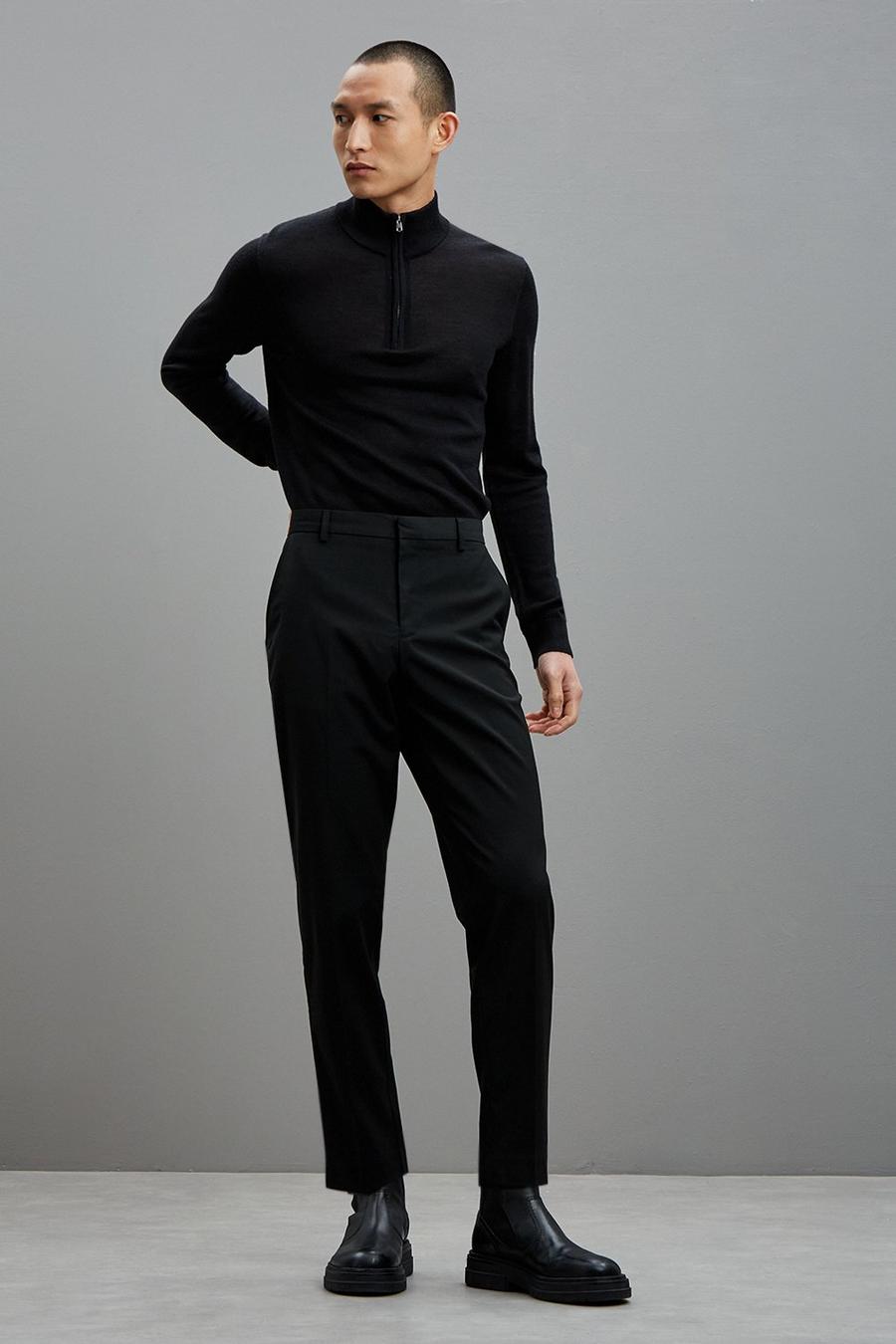 Tapered Black Trousers With Recycled Polyester