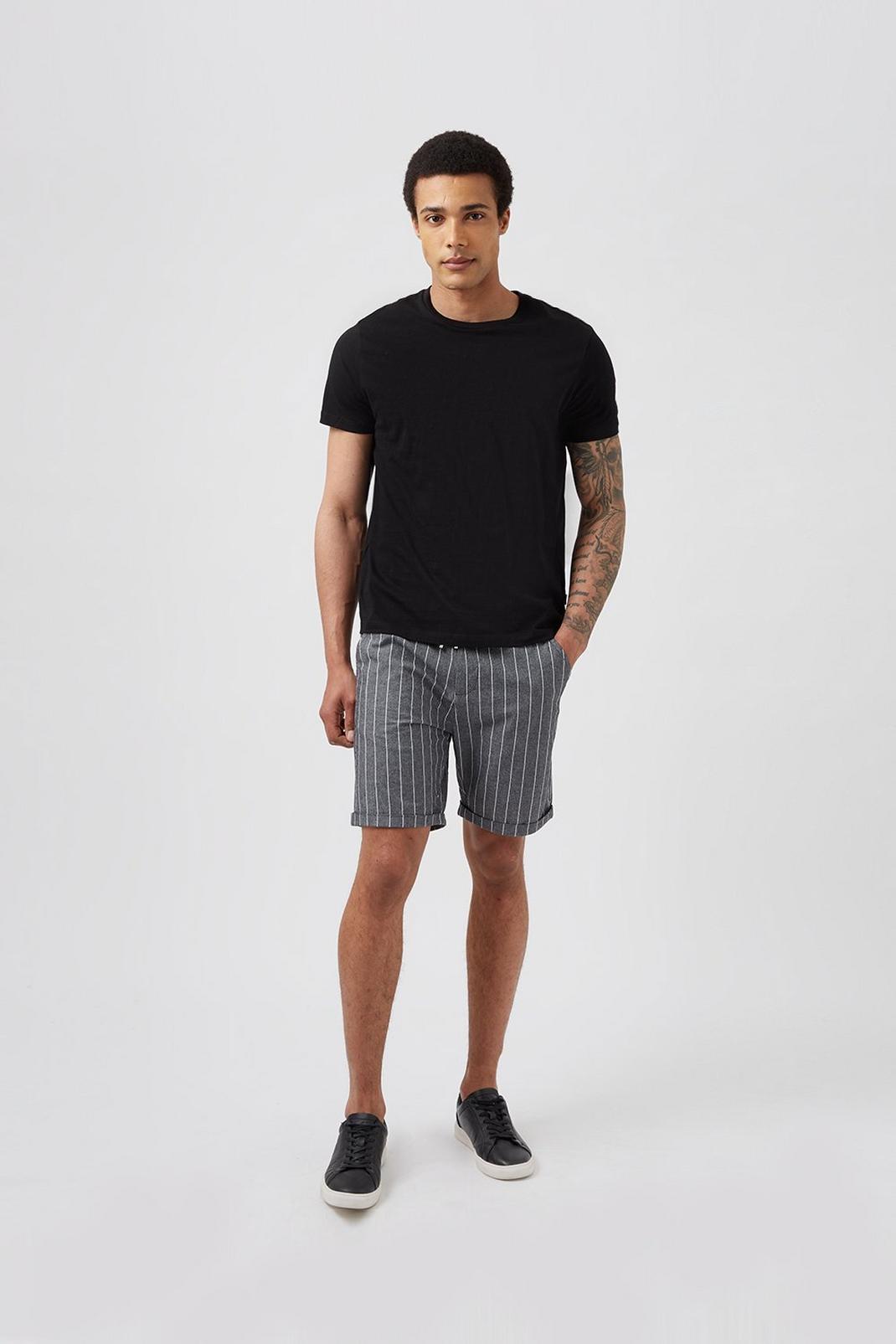 131 Grey Stripe Drawstring Shorts image number 1