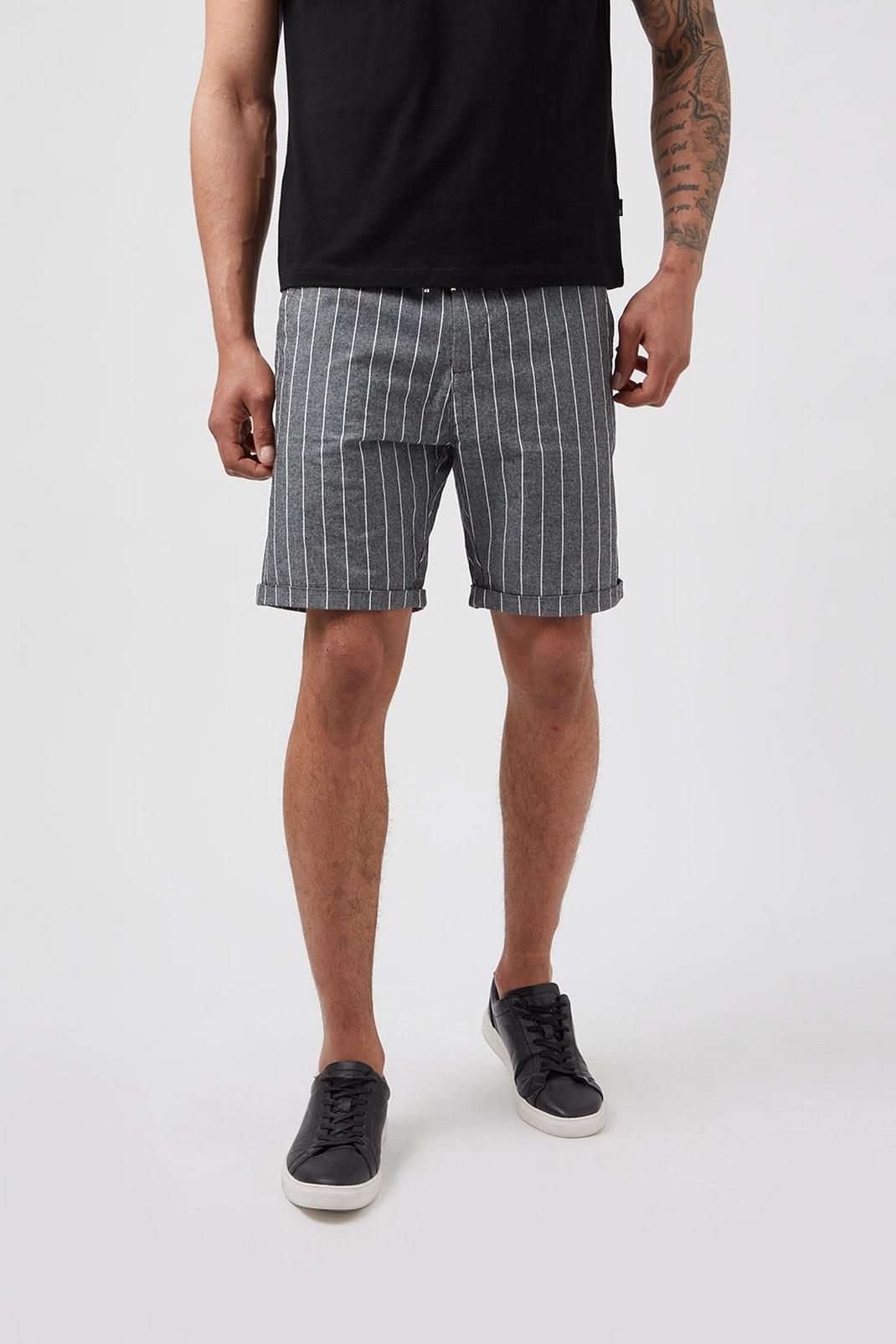 131 Grey Stripe Drawstring Shorts image number 2