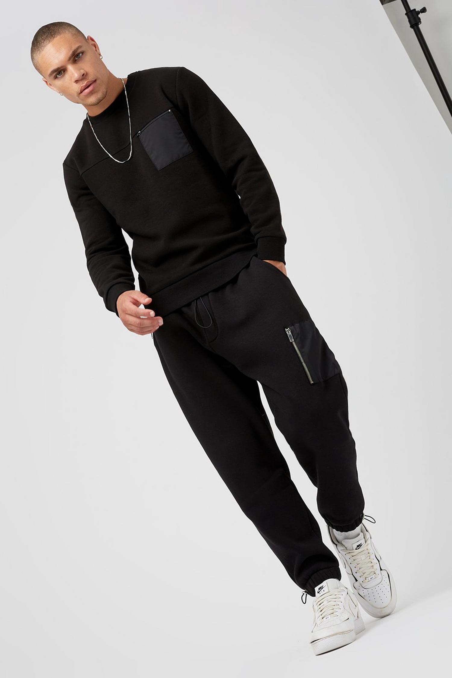 Black Oversized Cargo Bungee Cord Joggers | Burton UK