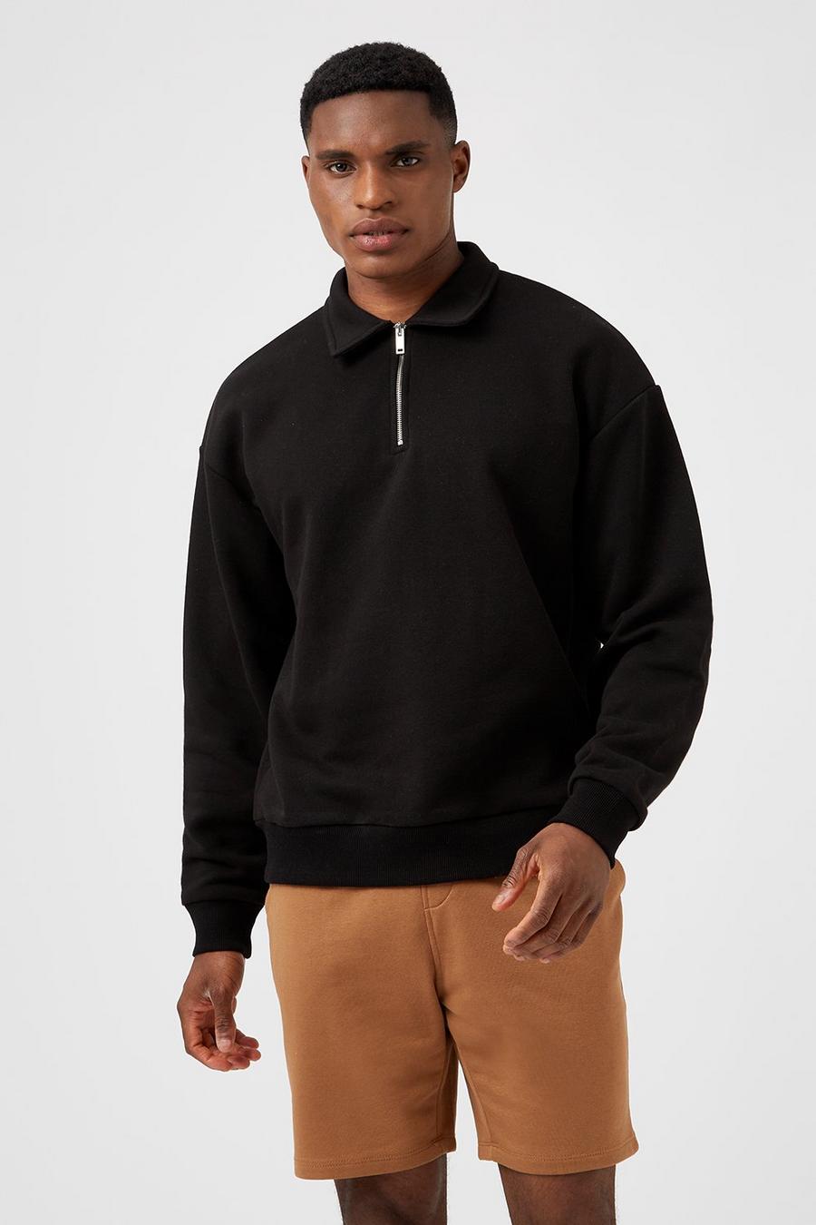 Black Collared Zip Sweatshirt