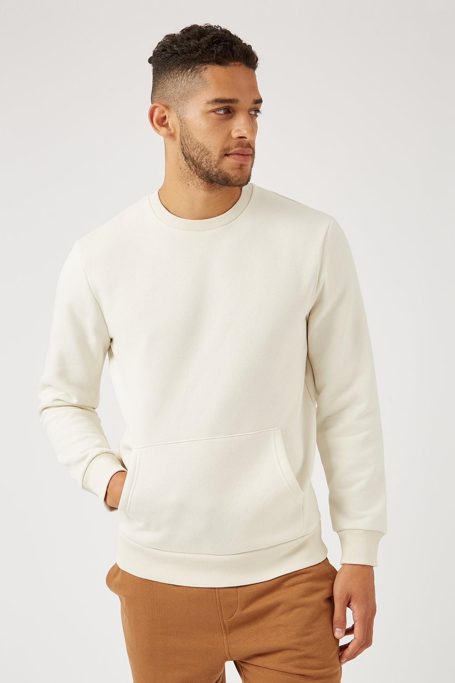 Ecru Front Pocket Relaxed Sweatshirt | Burton UK