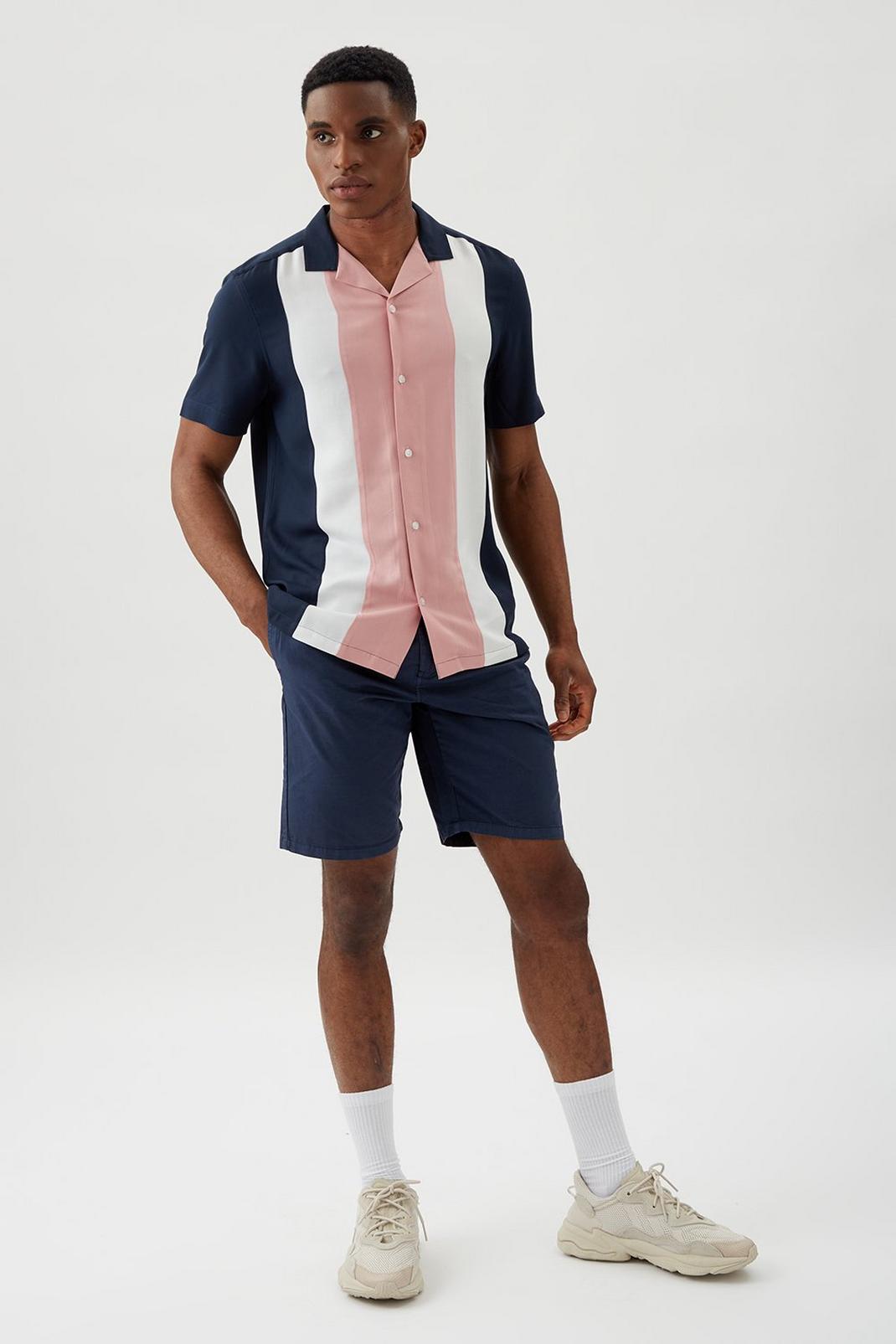 148 Navy Button Front Pull On Shorts image number 2
