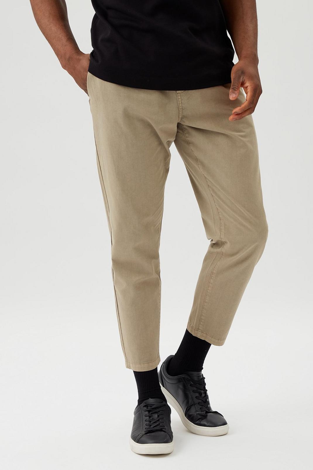103 Casual Beige Tapered Drawstring Trouser image number 2