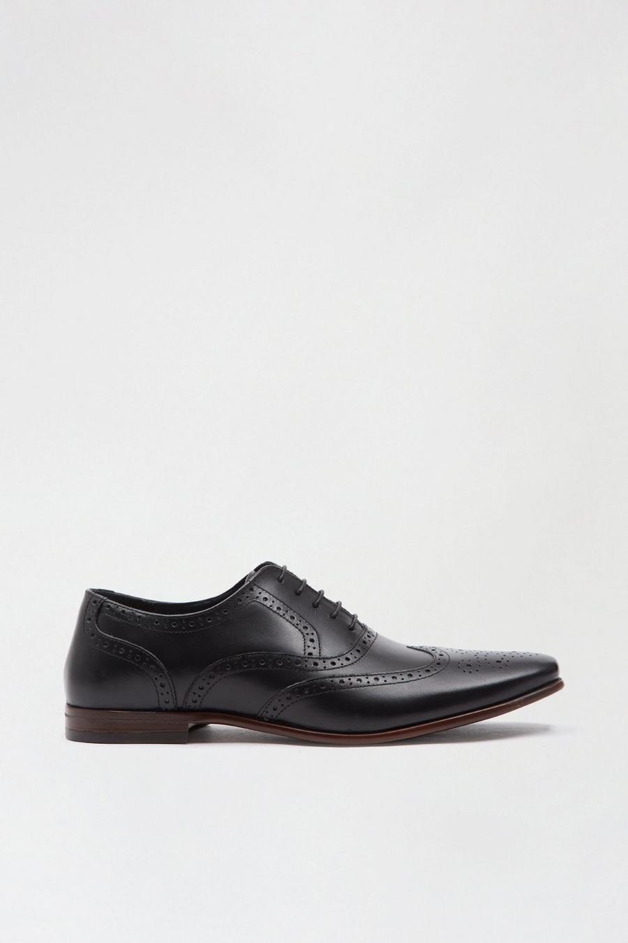 Black Leather Oxford Brogue Shoes