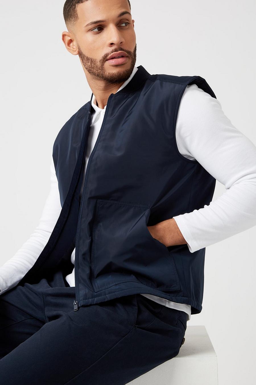 Navy Bomber Recycled Gilet
